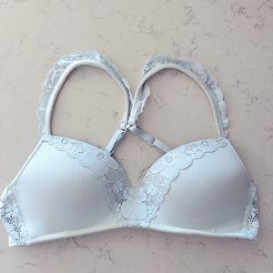 Aerie Adjustable Light Blue Lace Push-Up Bra